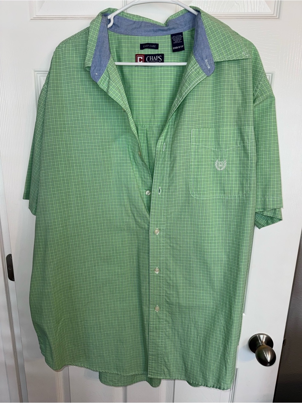 Chaps Men’s Green Check Short-Sleeve Button-Down Shirt